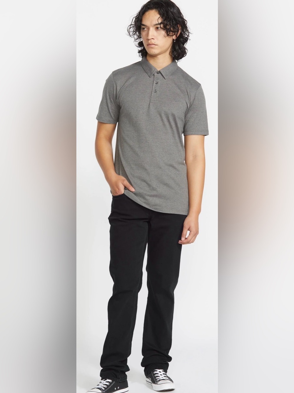 Volcom Men’s Solver Modern Straight Jeans, in the "Blackout" wash.